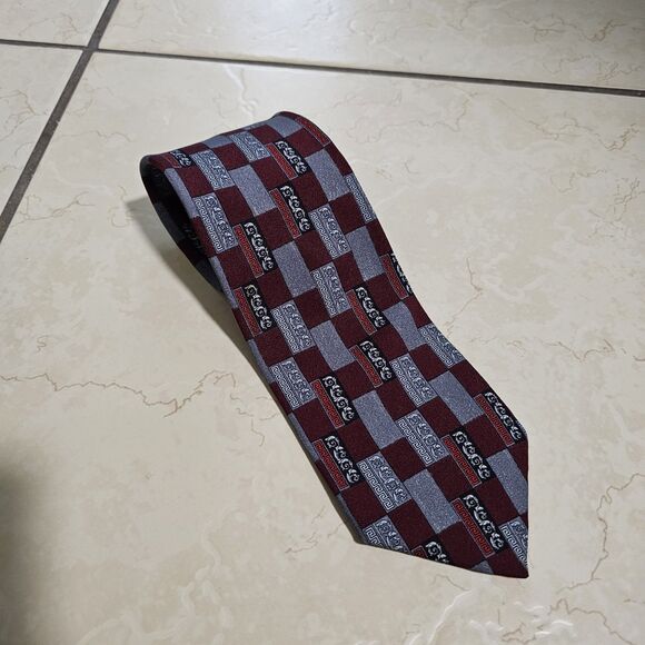 Vintage Gianni Versace Silk Aztec Designer Logo Men’s Neck Tie Made In Italy - Picture 2 of 10